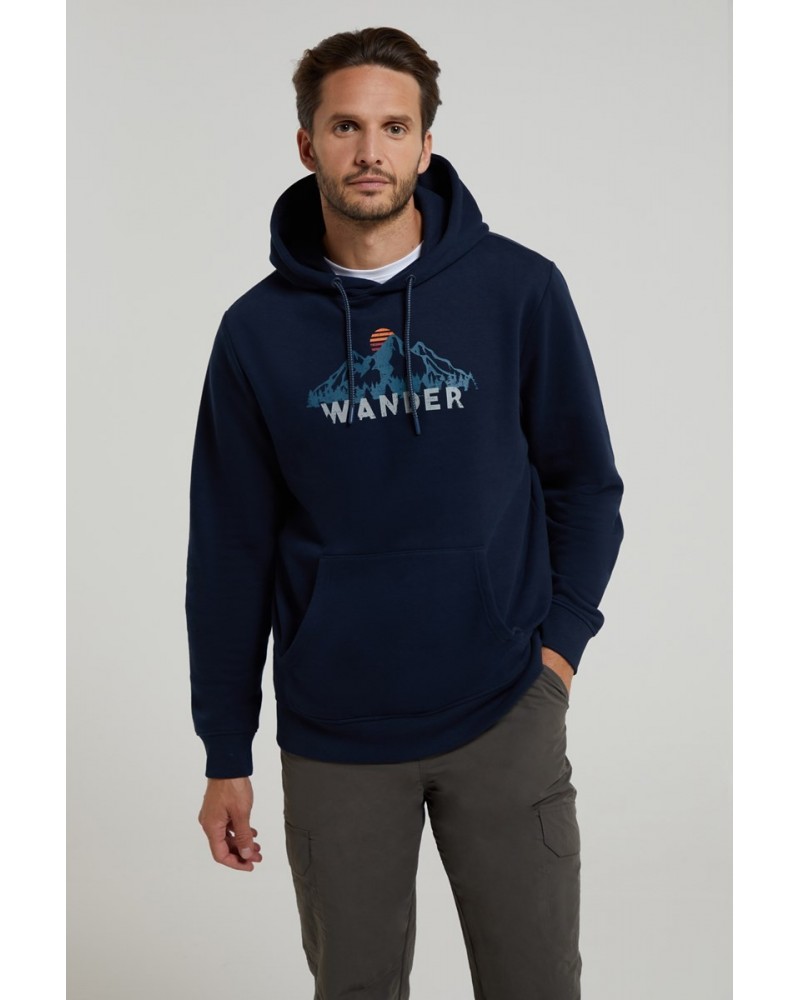 Wander Mens Hoodie Navy $19.80 Tops