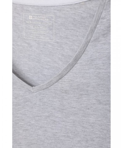 Eden Womens Organic V-Neck T-Shirt Grey $15.07 Tops