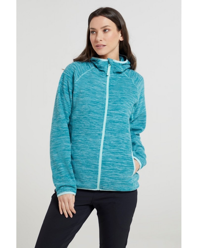 Lleyn Melange II Womens Fleece Hoodie Teal $16.49 Fleece