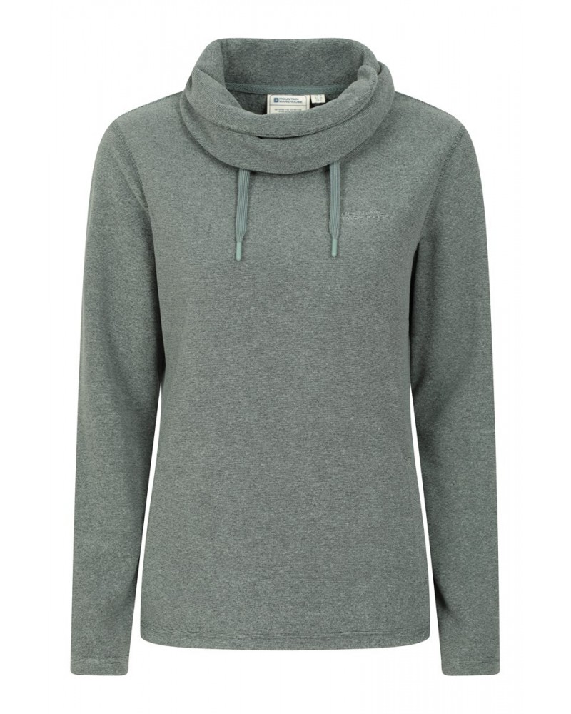 Hebridean Womens Cowl Neck Sweatshirt Dark Khaki $15.17 Fleece