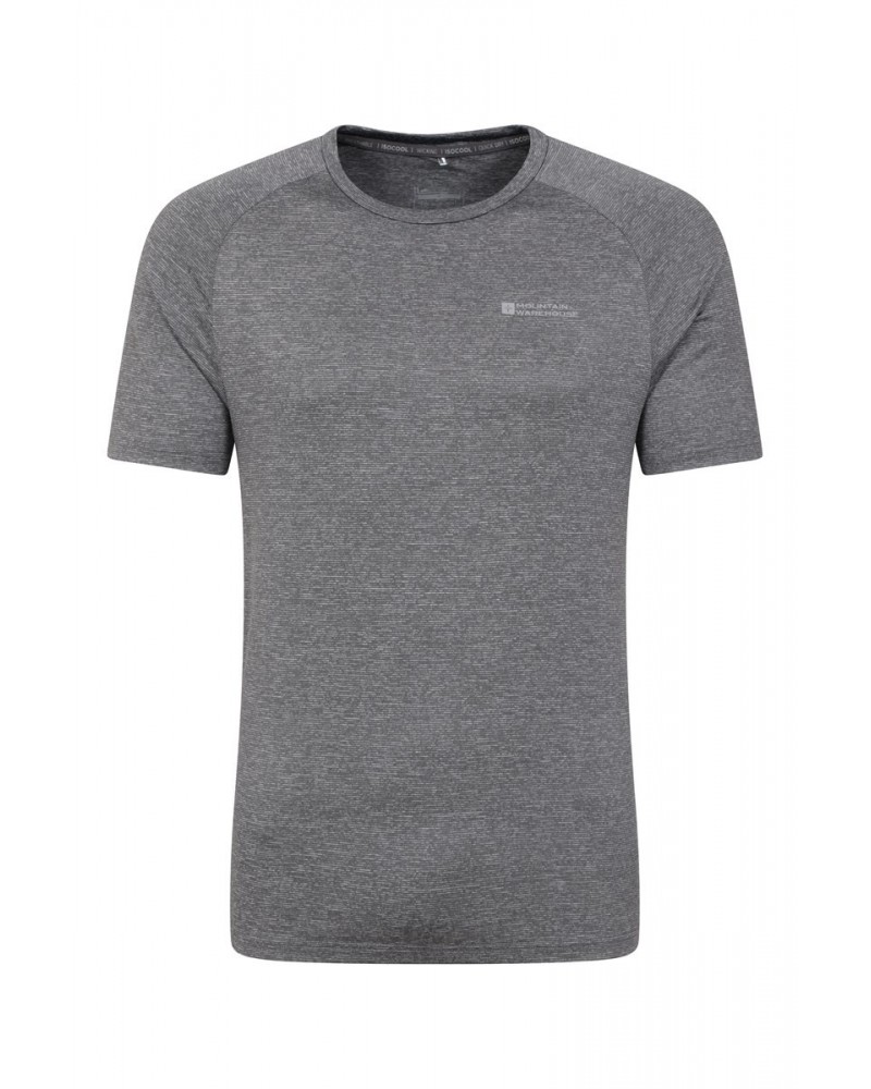 Agra IsoCool Mens Striped Tee Dark Grey $16.17 Active