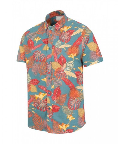 Tropical Printed Slim Fit Mens Shirt Burnt Orange $14.74 Tops