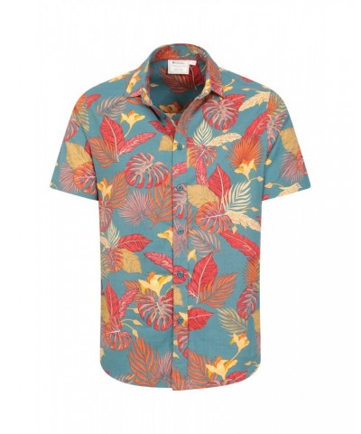 Tropical Printed Slim Fit Mens Shirt Burnt Orange $14.74 Tops