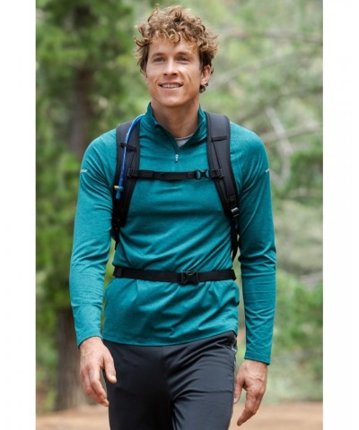 Echo Melange Recycled Mens Half-Zip Midlayer Teal $16.82 Active