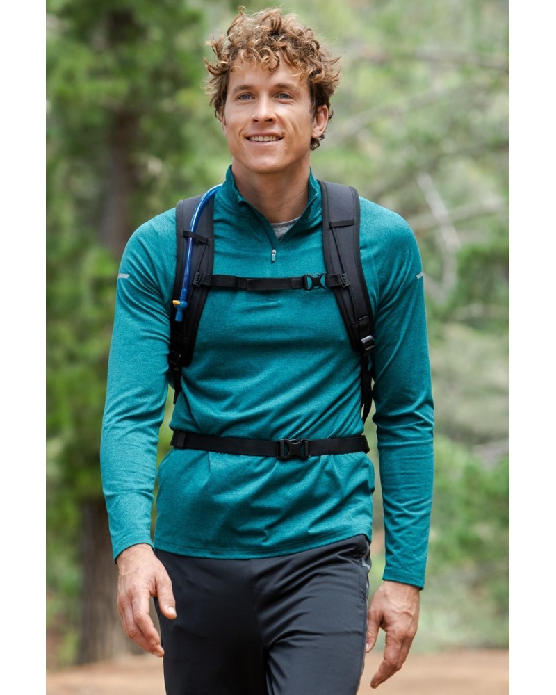 Echo Melange Recycled Mens Half-Zip Midlayer Teal $16.82 Active