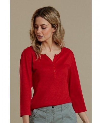 Paphos Womens Quick-Dry UV Button Top Red $13.53 Tops