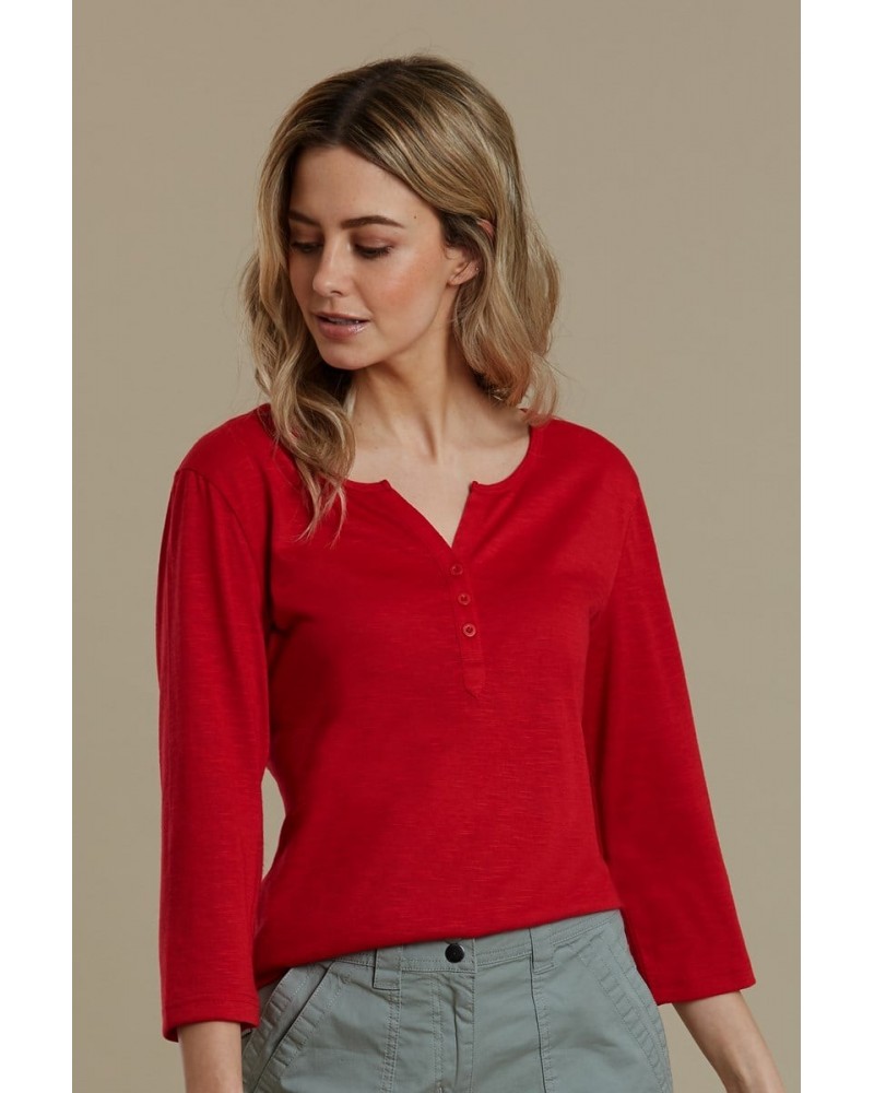 Paphos Womens Quick-Dry UV Button Top Red $13.53 Tops