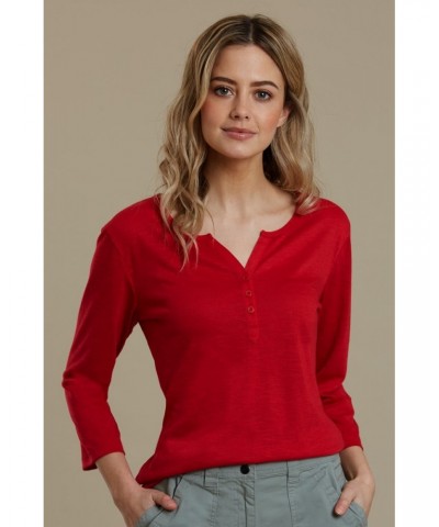 Paphos Womens Quick-Dry UV Button Top Red $13.53 Tops