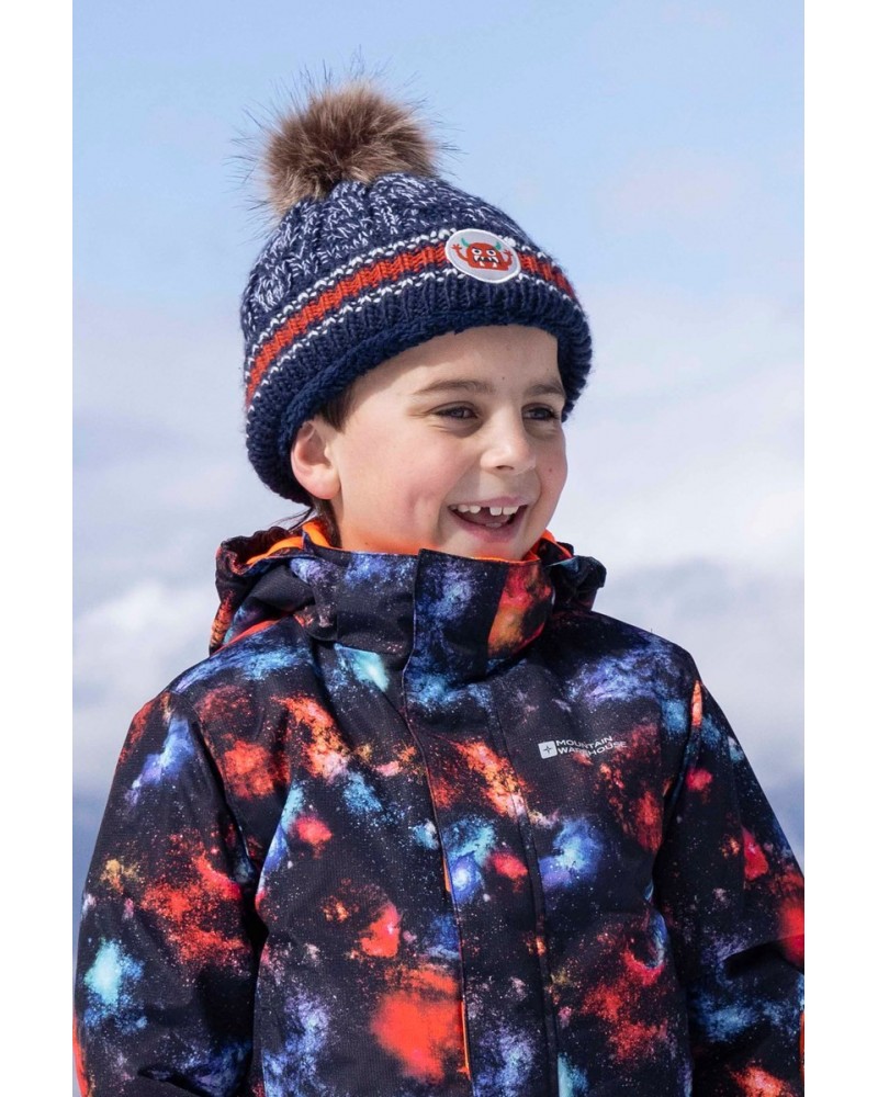 Badged Kids Pom-Pom Thermal Beanie Navy $14.24 Accessories