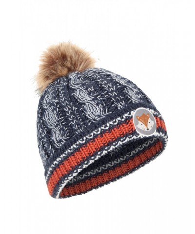 Badged Kids Pom-Pom Thermal Beanie Navy $14.24 Accessories