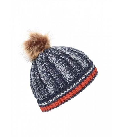 Badged Kids Pom-Pom Thermal Beanie Navy $14.24 Accessories