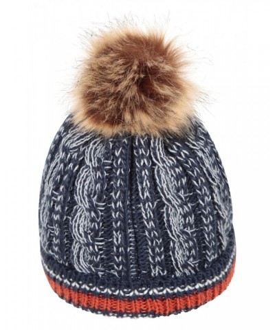 Badged Kids Pom-Pom Thermal Beanie Navy $14.24 Accessories