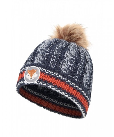 Badged Kids Pom-Pom Thermal Beanie Navy $14.24 Accessories