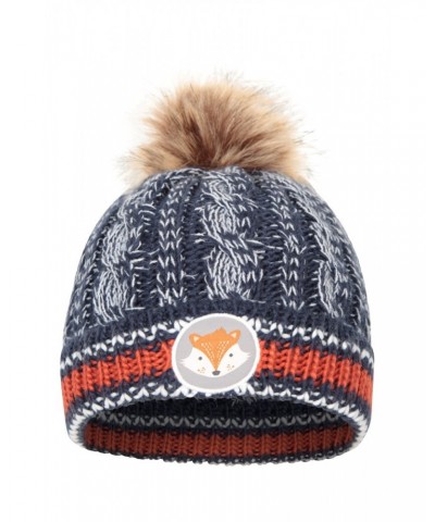 Badged Kids Pom-Pom Thermal Beanie Navy $14.24 Accessories