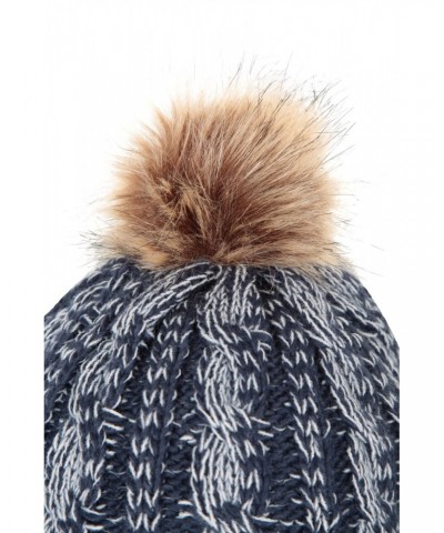 Badged Kids Pom-Pom Thermal Beanie Navy $14.24 Accessories