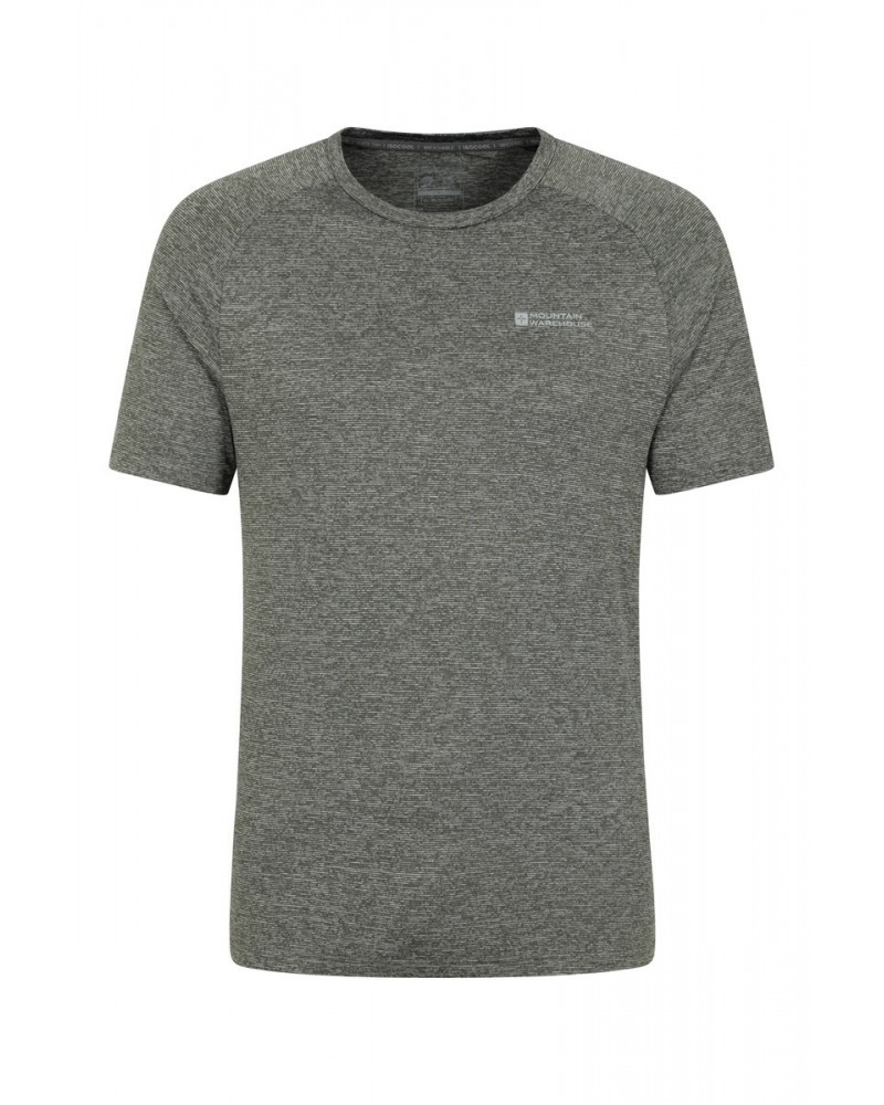 Agra IsoCool Mens Striped Tee Dark Khaki $18.14 Active