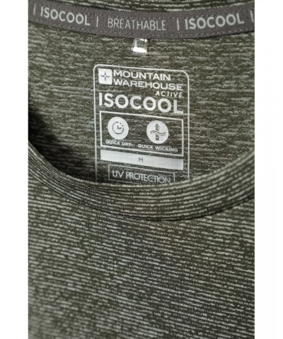 Agra IsoCool Mens Striped Tee Dark Khaki $18.14 Active